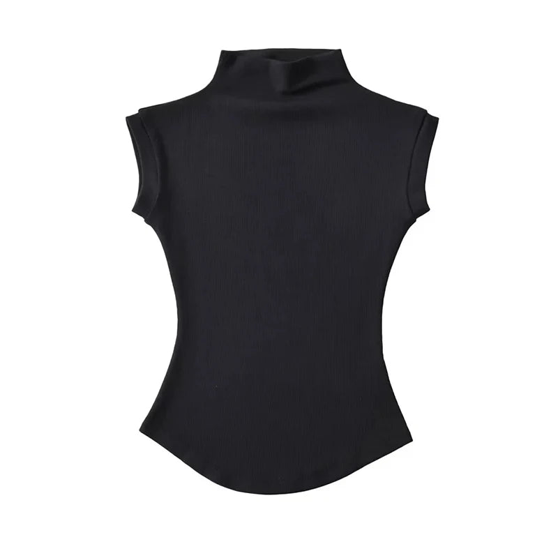 Sleeveless Turtleneck Tee for Summer Nights — TODOBLACK Slim-Fit Clubwear