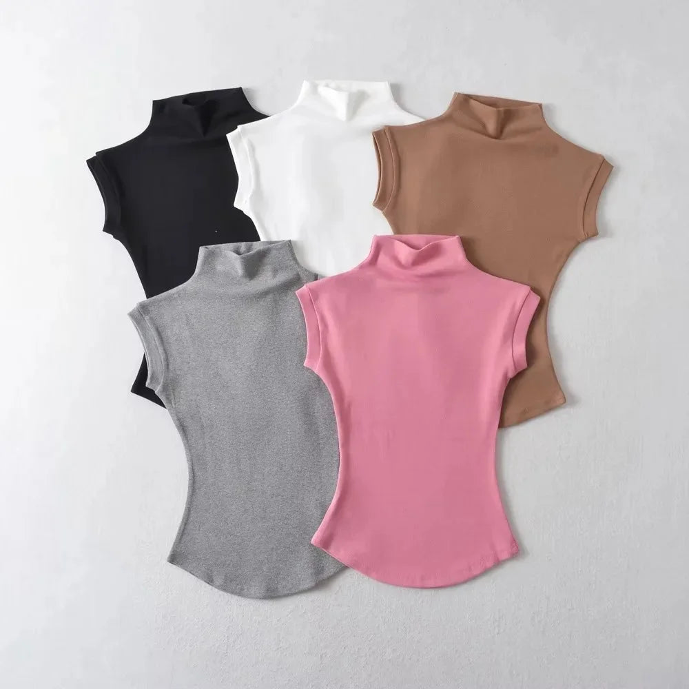 Sleeveless Turtleneck Tee for Summer Nights — TODOBLACK Slim-Fit Clubwear