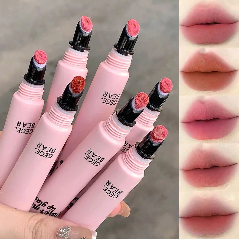 Gege Bear Mist Lip Gloss — Autumn/Winter Hydrating Shimmering Matte Finish, Rich Color-Pop, Milk Tea Shade Lip Tint