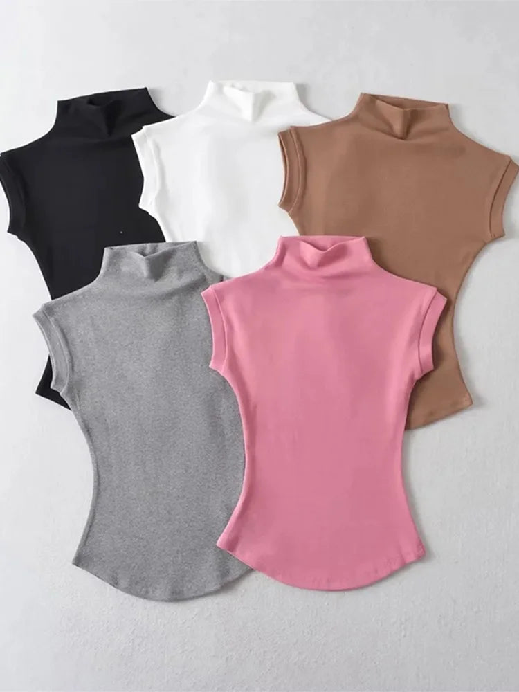 Sleeveless Turtleneck Tee for Summer Nights — TODOBLACK Slim-Fit Clubwear