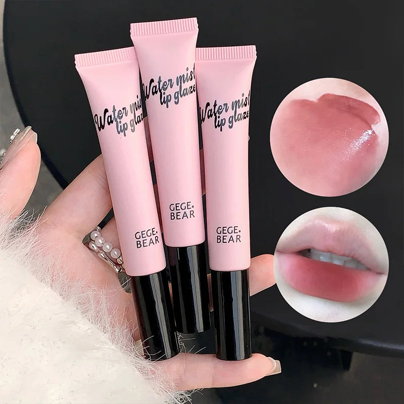 Gege Bear Mist Lip Gloss — Autumn/Winter Hydrating Shimmering Matte Finish, Rich Color-Pop, Milk Tea Shade Lip Tint