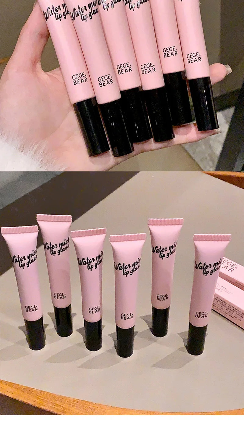 Gege Bear Mist Lip Gloss — Autumn/Winter Hydrating Shimmering Matte Finish, Rich Color-Pop, Milk Tea Shade Lip Tint