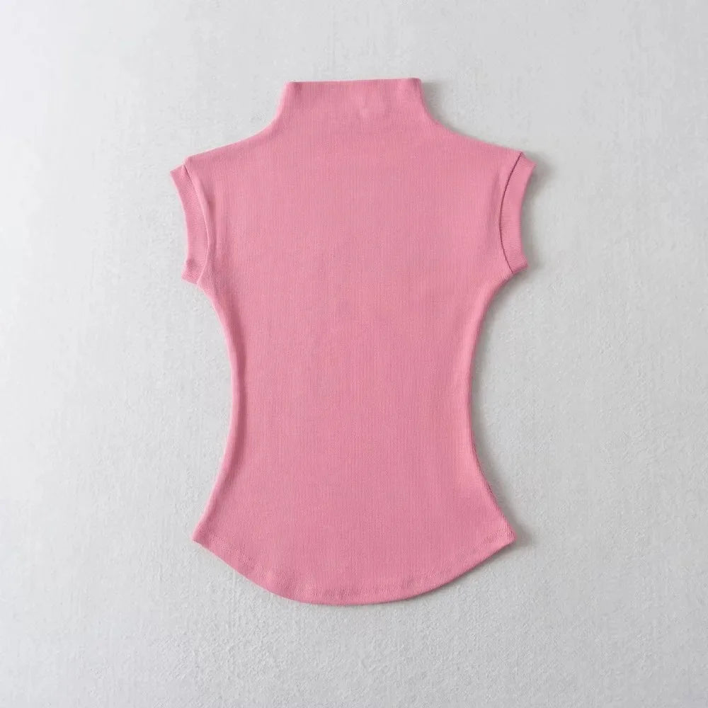 Sleeveless Turtleneck Tee for Summer Nights — TODOBLACK Slim-Fit Clubwear