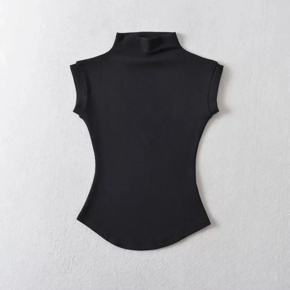 Sleeveless Turtleneck Tee for Summer Nights — TODOBLACK Slim-Fit Clubwear