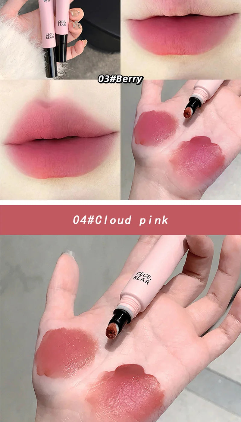 Gege Bear Mist Lip Gloss — Autumn/Winter Hydrating Shimmering Matte Finish, Rich Color-Pop, Milk Tea Shade Lip Tint