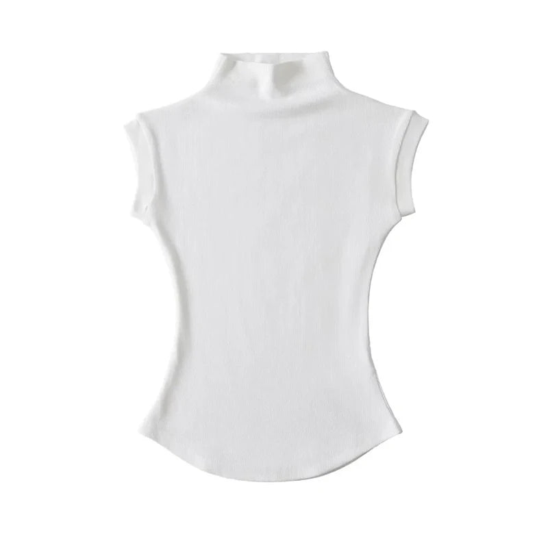 Sleeveless Turtleneck Tee for Summer Nights — TODOBLACK Slim-Fit Clubwear