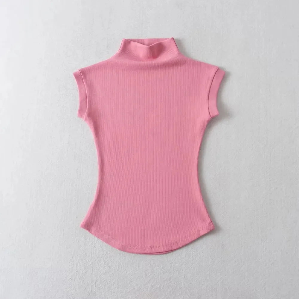 Sleeveless Turtleneck Tee for Summer Nights — TODOBLACK Slim-Fit Clubwear